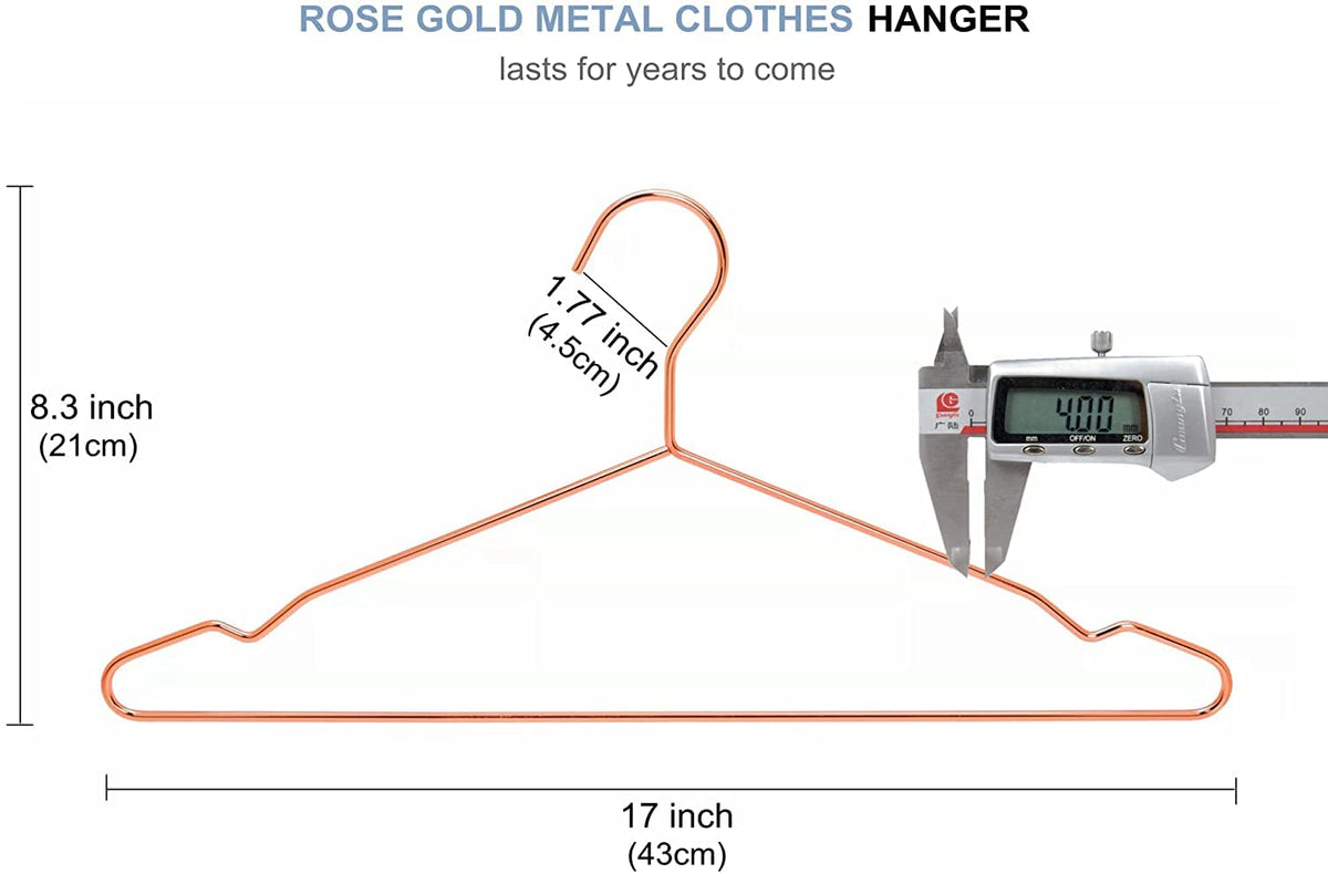 Amber Home 10pcs Shiny Metal Coat Hangers, Iron Shirt Hangers, Copper