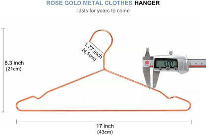 Amber Home 10pcs Shiny Metal Coat Hangers, Iron Shirt Hangers, Copper