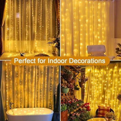 yowin Curtain Lights 600 LED 6m x 3m Gazebo Lights Mains Powered with Timer, 8 Modes Curtain Fairy Light Outdoor Waterproof Wall Hanging Light for Pergola Indoor Bedroom Wedding Garden Decorations
