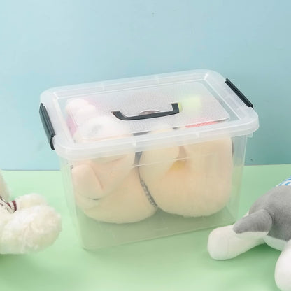 Ikando 4 Packs 13 Litre Plastic Storage Box with Lid and Handle, Clear
