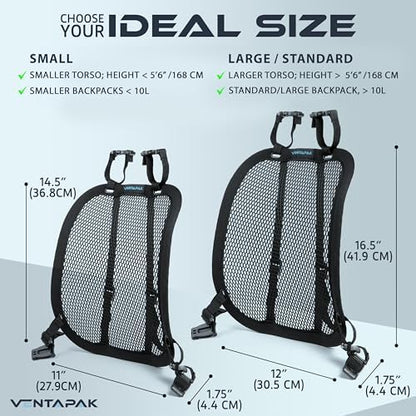 VentaPak Lightweight Ventilation Backpack Spacer - External Mesh Frame for Hiking & Biking Backpacks - Ventilation for Airflow Sweat Reducing