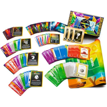 Doomlings Deluxe Bundle - A Delightful Card Game For The End of The World - Best New Strategy Card Game for Adults, Teens & Kids| 2-6 Players | Perfect for Families | Includes 5 Expansions & 1 Playmat