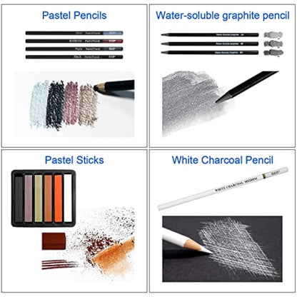 H & B 70 Pack Sketching Pencil Set with Sketchbook, Professional Sketch Pencils for Drawing, Art Supplies for Adults, Artists, Beginners