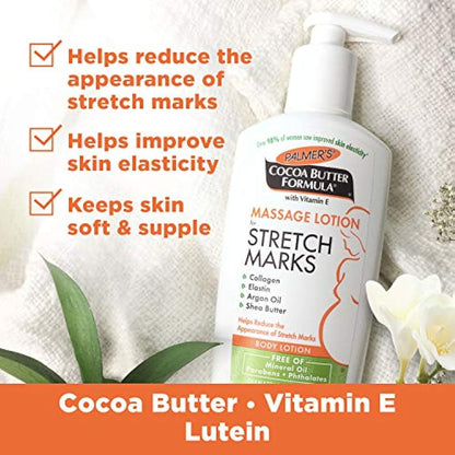 Palmer's Cocoa Butter Formula Massage Lotion For Stretch Marks with Vitamin E and Shea Butter Women Body Lotion, 8.5 Ounce (Pack of 2)