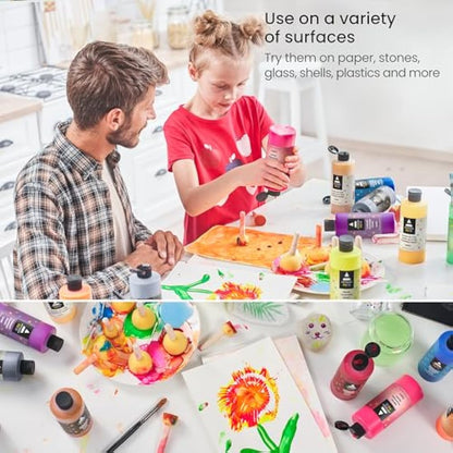 Arteza Kids Tempera Paint Set, 16 Rich, Non-Toxic Washable Colors, 400 ml, Art Supplies for Easter Egg, Finger, and Poster Painting