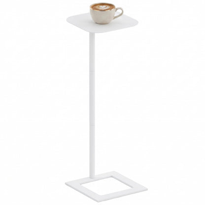 ZEXVIDA Modern Stable C Table End Table, 23.4" Tall, Square, White