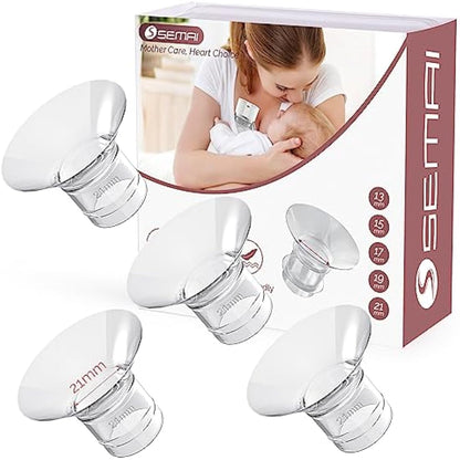 semai Flange Inserts 21mm Breast Pump Parts Compatible with Medela/Momcozy S12 Pro/S9 Pro/S12/S9/Spectra/Elvie 24mm Breast Pump Shields/Flanges, Reduce 24mm Nipple Tunnel Down to Correct Size, 4PCS