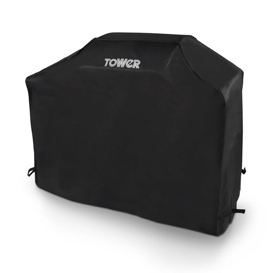 Tower Extra Large BBQ Cover - Heavy-Duty Waterproof & Windproof Outdoor Gas Grill Cover, UV Resistant, Black (H124.8 x W153 x D48cm)