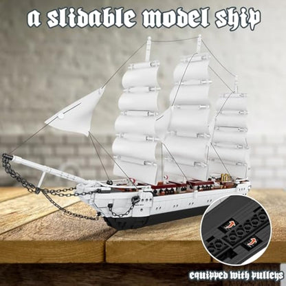JMBricklayer Pirate Ship Building Blocks Set 40104, White Swan Ship Model Construction Toys, Collectible Pirate Ship Model Kits, Ship Model Birthday Gifts for Kids, Boys & Girls (1672 Pieces)