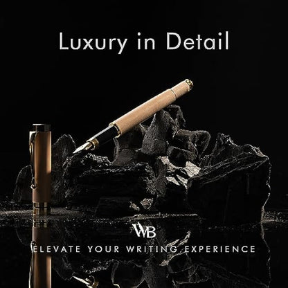 Wordsworth & Black Fountain Pen Set, Luxury Bamboo Wood - Extra Fine Nib, Gift Case; Includes 6 Ink Cartridges, Ink Refill Converter -Journaling, Calligraphy; Drawing, Smooth Writing [Maple Wood]