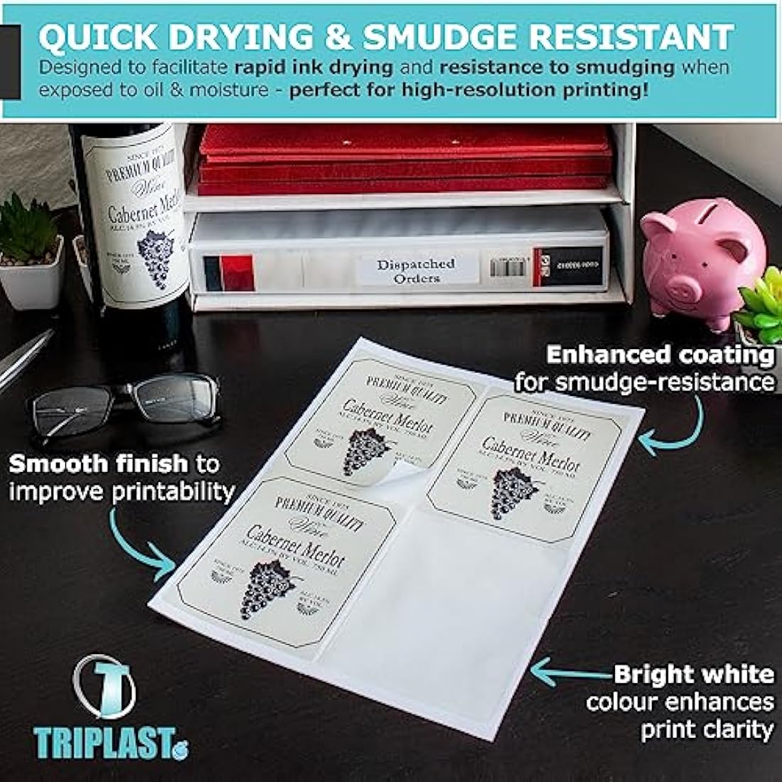 Triplast 100 x Multipurpose A4 Label Sheets - 32 Labels Per Sheet (49 x 30mm Each) - Easy Peel White Labels for Inkjet & Laser Printer - Address Labels, Shipping Labels, File Labels, DIY Stickers
