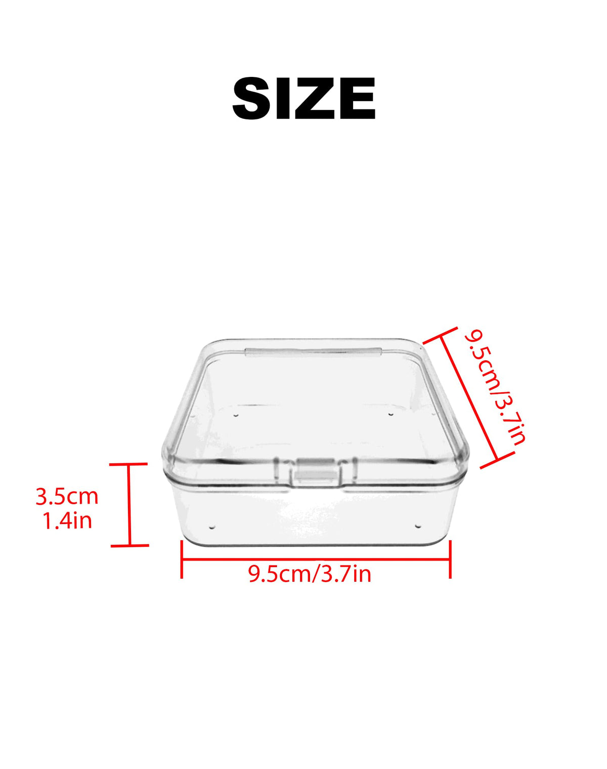 LJY Clear Square Plastic Boxes with Lids, 18 Pack, 3.7 x 3.7 x 1.4 in