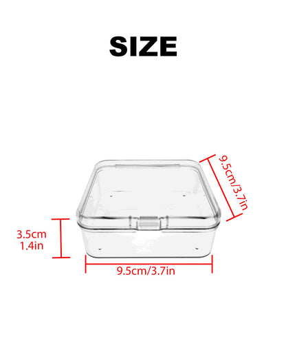 LJY Clear Square Plastic Boxes with Lids, 18 Pack, 3.7 x 3.7 x 1.4 in