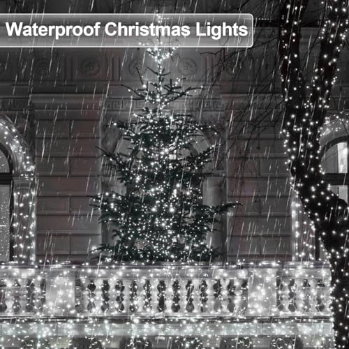 JXLEDAYY 403 FT 1000 LED String Lights Outdoor Fairy Lights Plug in Super Long Christmas Lights with Remote Timer 8 Modes for Xmas Tree Yard Outside Garden House Party Wedding Decoration-Cool White