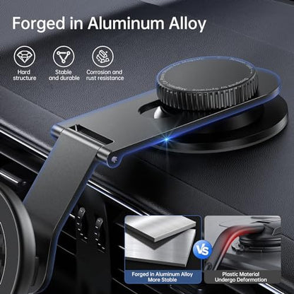 SYNCWIRE Fits MagSafe Car Mount for Universal Dashboard, Tesla Screen, Magnetic Phone Holder for Car, Foldable Aluminum Alloy Arm, Super Stable Car Mount for iPhone 15 Pro Max 14 13 12&All Phones