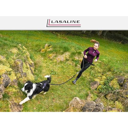 LASALINE XBack Dog Harness - Canicross, Bikejoring, Mushing, Ski Joring, Black & Light Blue