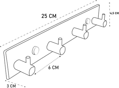 Brute Strength – Stainless Steel wall Coat Rack – Black – 4 Hooks · 25 cm