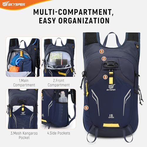 SKYSPER Small Hiking Backpack 15L Lightweight Day Pack Travel Hiking Daypack for Women Men