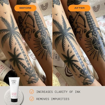 Stories & Ink Tattoo Care, The AM & PM Set for All Skin Types, Completely Hydrates, Protects and Enhances your Ink, Free from Parabens and Vegan Friendly