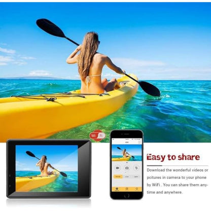 BSLVWG 4K Action Camera 20MP WiFi 30M Waterproof Sports Camera Underwater Camera for Vlog With Ultra HD 170°Wide-Angle 2.4G Remote Control Anti-Shake 2.0'' LCD Screen with Accessories Kit (Black)
