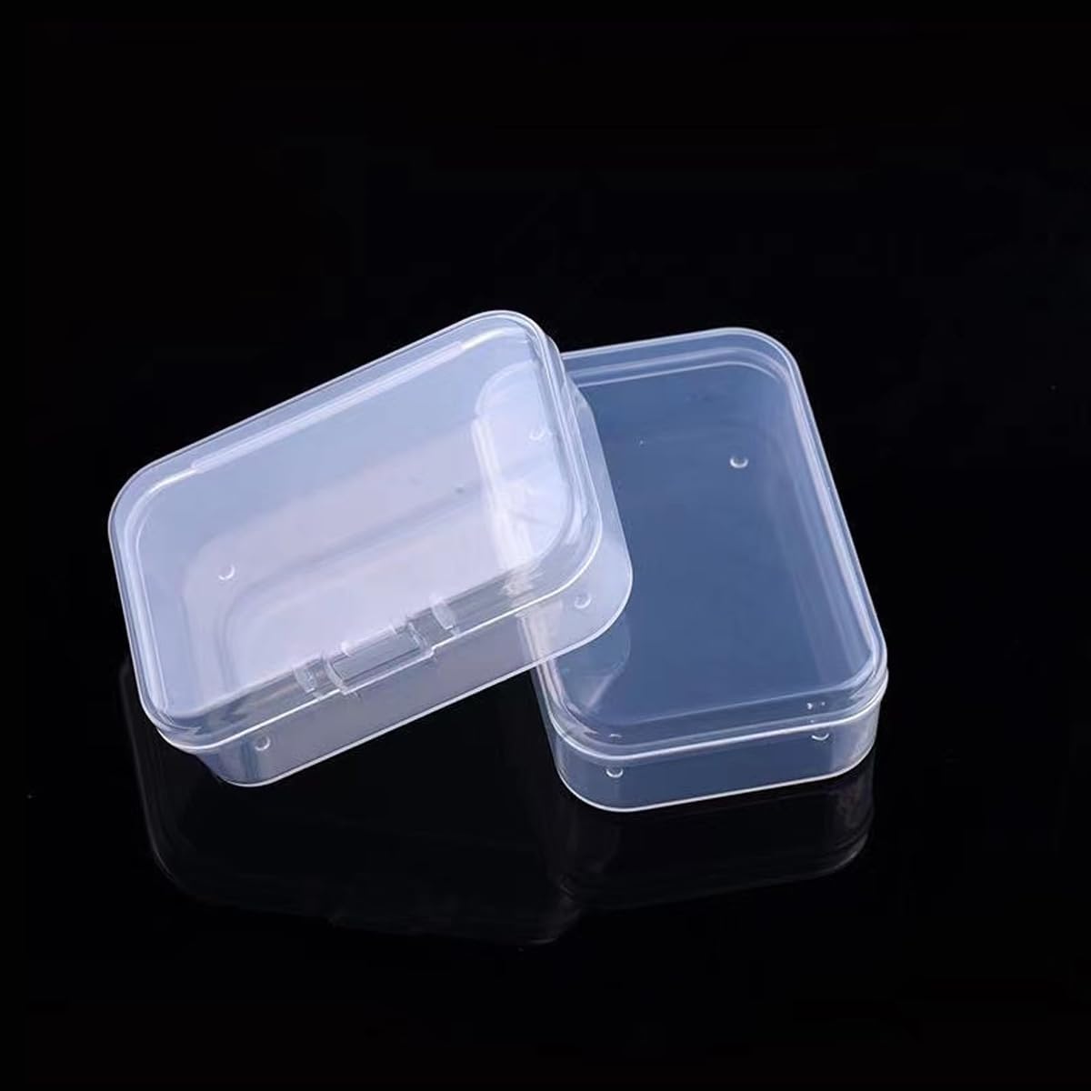 FISHSHOP 6 PCS Small Clear Plastic Storage Box Containers, Mini Rectangular Storage Box