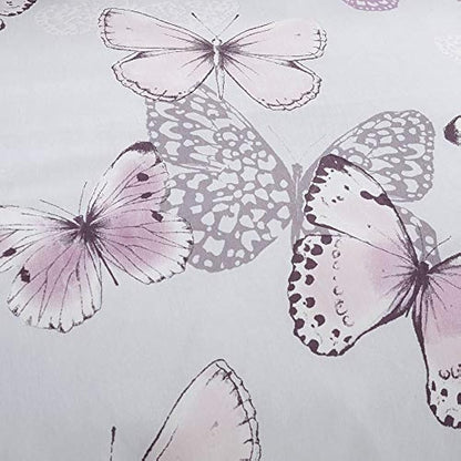 Catherine Lansfield Bedding Scatter Butterfly Double Duvet Cover Set with Pillowcases Heather