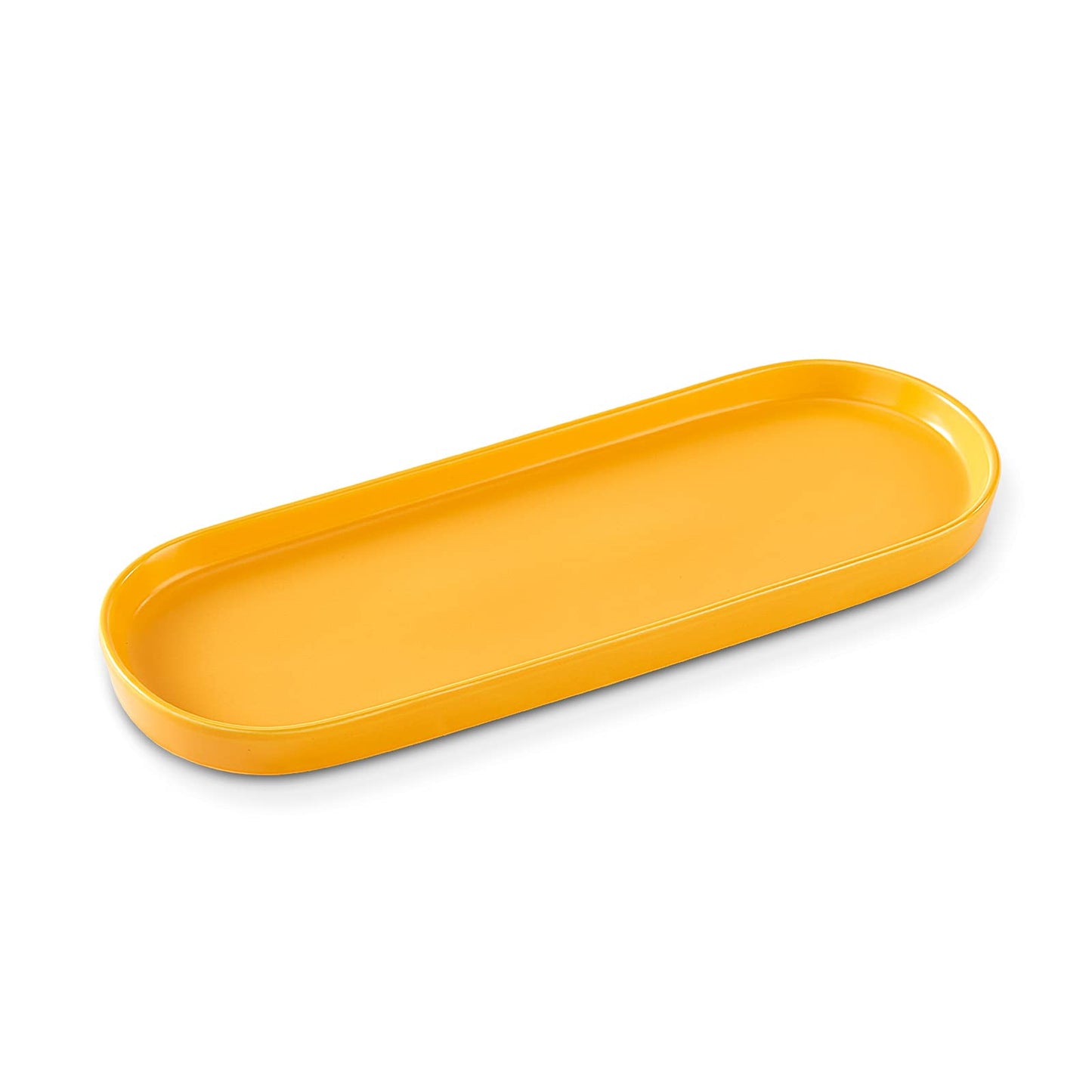 Simple Style Ceramic Sink Tray - Bathroom and Kitchen Cosmetics Dish, Candle and Perfume Tray (Yellow)