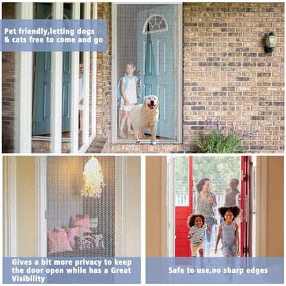 VerRich Silver Chain Curtain Door Fly Screens 70 x 200cm Aluminium Insect Screen for doorways