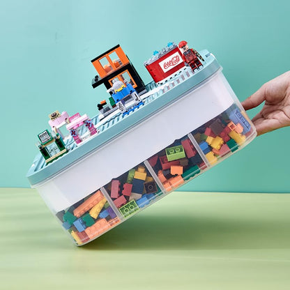 Dyserbuy Storage Boxes with Lids for Lego, 3 Layers Storage Boxes for Lego, Stackable Plastic Organiser Container with Clear Compartment for Building