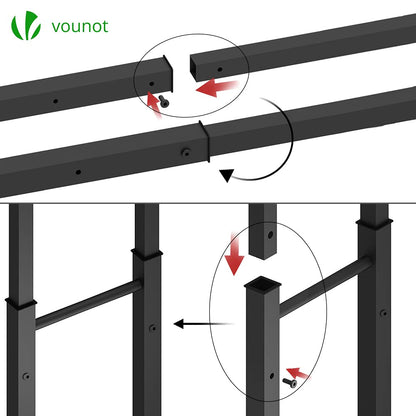 VOUNOT Firewood Log Rack, Retractable Metal Log Store Holder for Outdoor or Indoor, 9 Adjustable Sizes, Maximum dimension 65 x 25 x 150 cm, Black