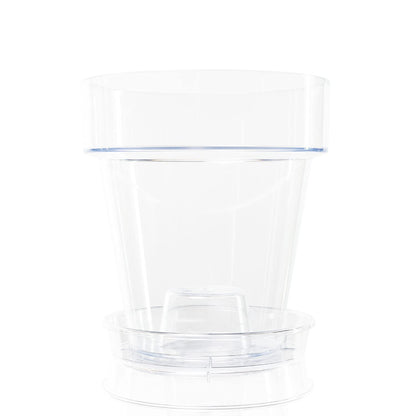 Kalapanta Clear Plastic Orchid Pot with Drainage Holes and Saucer (5, 16 cm Diameter)
