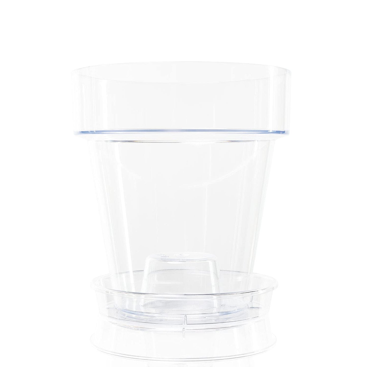 Kalapanta Clear Plastic Orchid Pot with Drainage Holes and Saucer (5, 14 cm Diameter)