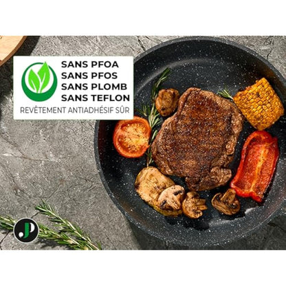 Just Perfecto pots and Pans Sets Non Stick, Induction hob pan Set, Saucepan Set, Non Stick Frying pan Set with lid Stock Pot, deep Frying pan, pots and Pans Set Granite cookware Set (21 Pcs Black)