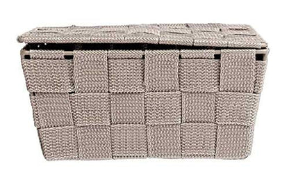 WENKO 22575100 Storage basket Adria with lid Taupe - bathroom basket with lid, Polypropylene, 19 x 10 x 14 cm, Taupe