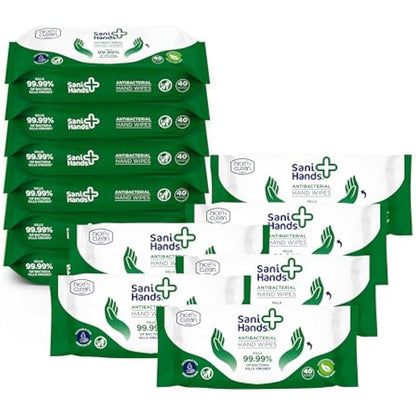 Sani Hands - Anti-bacterial Hand Wipes - Dermatologically Tested, Non-Sticky Biodegradable Wet Wipes - 12x40 Wipes (480 Wipes)