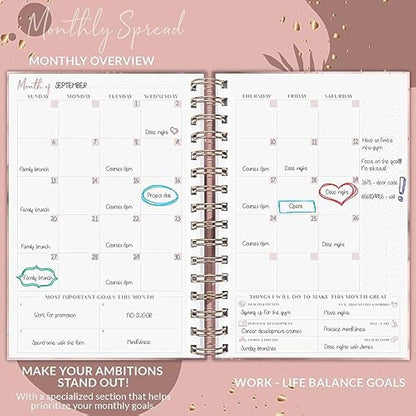 PLANBERRY Weekly Planner – Elegant Life & Budget Planner to Hit Your Goals & Live Happier – Organizer & Productivity Journal – 17.5 x 21.5cm Hardcover, Undated + Stickers (Rose Gold)