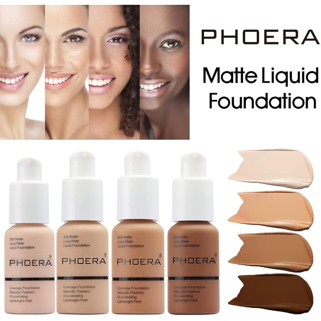 ABRUS® - PHOERA Foundation, Full Coverage Foundation, Soft Matte, Oil Control Concealer, Foundation Makeup Flawless Cream Smooth Long Lasting 24HR Waterproof and Blendable 30ml (#104 Buff Beige)