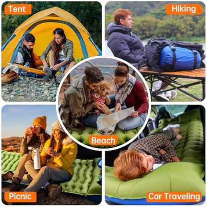 Yuzonc Camping Sleeping Pad, Ultralight Inflatable Camping Mat with Pillow Built-in Foot Pump Portable Inflatable Sleeping Pads Compact for Outdoor Camping, Backpacking, Hiking, Tents