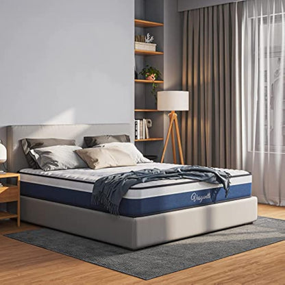 Vesgantti European Single Mattress, 10 Inch Hybrid Mattress with Breathable Memory Foam and Individual Pocket Spring-Medium Firm, 90x200x25cm