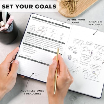 Clever Fox Ultimate Achiever’s Goal Planner - Focus & Productivity 90 Day Journal. Daily Weekly Monthly Planner Organizer & Hourly Schedule Notebook - Undated, Hardcover, A5 Size, Navy Blue