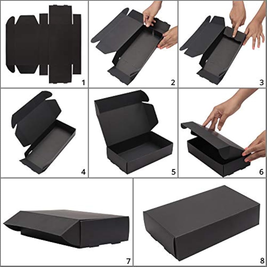 Kurtzy 50 Pack Black Kraft Gift Boxes - Box Measures 19 x 11 x 4.5cm (7.48 x 4.33 x 1.77 inches) - Easy Assemble Rectangle Presentation Favour Present Box - Parties, Birthdays, Weddings, Holidays