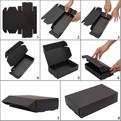 Kurtzy 50 Pack Black Kraft Gift Boxes - Box Measures 19 x 11 x 4.5cm (7.48 x 4.33 x 1.77 inches) - Easy Assemble Rectangle Presentation Favour Present Box - Parties, Birthdays, Weddings, Holidays