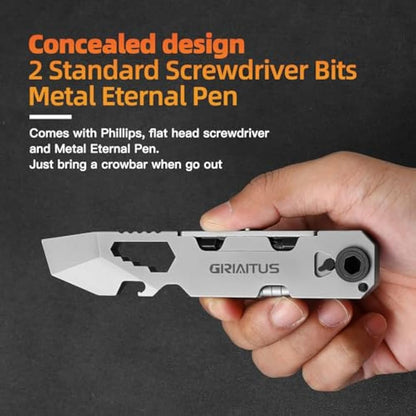 Gifts for Men Camping Essentials 10IN1 Multi Tool EDC Pry Bar Camping Accessories with Bi-Directional Ratchet Screwdriver Everlasting Pen Wrenches Crowbar Bottle Openers Christmas Gifts