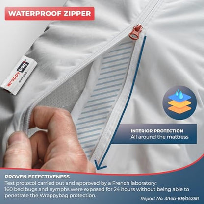WRAPPYBAG Bed Bugs Mattress Protector - Mattress Cover - Zipped Mattress Protector - Waterproof - Cotton Surface - King Size
