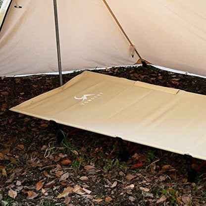 FreiZelt Camping Cot Folding Bed Lightweight Aluminum Poles Compact Portable Camp Bed Easy to Build Resilient Camping Bed for Tents - Khaki