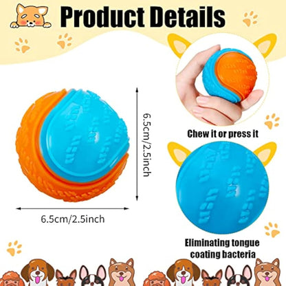 Bestomrogh 4Pcs Squeaky Dog Ball, Durable Dog Balls for Puppy, Large and Medium Sized Dogs, Interactive Dog Toys for Relieving Anxiety and Boredom,Training, Teeth Cleaning