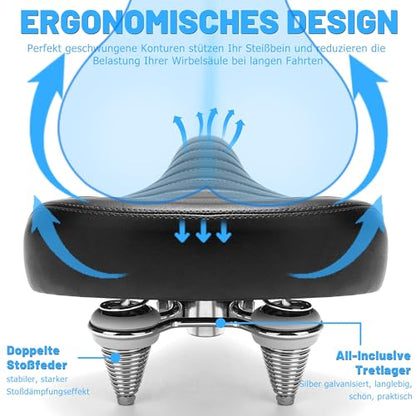 CDYWD Comfortable Bicycle Saddle for Men and Women, Wide Soft Bicycle Saddle, Ergonomic Comfortable Padding Bicycle Seat, Universal Replacement