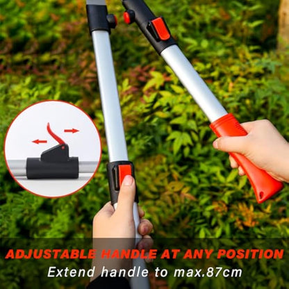 FLORA GUARD Telescopic Hedge Shear, Extendable Handles Adjust to Exact Length Required 67cm to 88cm, Super Lightweight Approx 1kg, Garden Shears with Aluminum Handle, Ideal for Trim Hedges and Bushes
