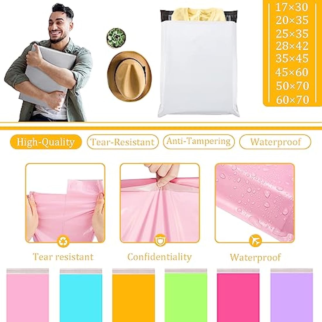 10pcs 60x70cm Yellow Vintage Postage Bags - Self Seal Mailing Bags for Clothes & Parcels