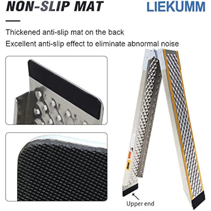 LIEKUMM 1PC Motorcycle Ramp, 200 x 21.5 cm Folding Motorbike Ramp, 300 kg Capacity Aluminium Motorbike Ramps for Vans, Folding Loading Ramps with E-bikes, Dirt Bikes, Bicycles, Motorbikes